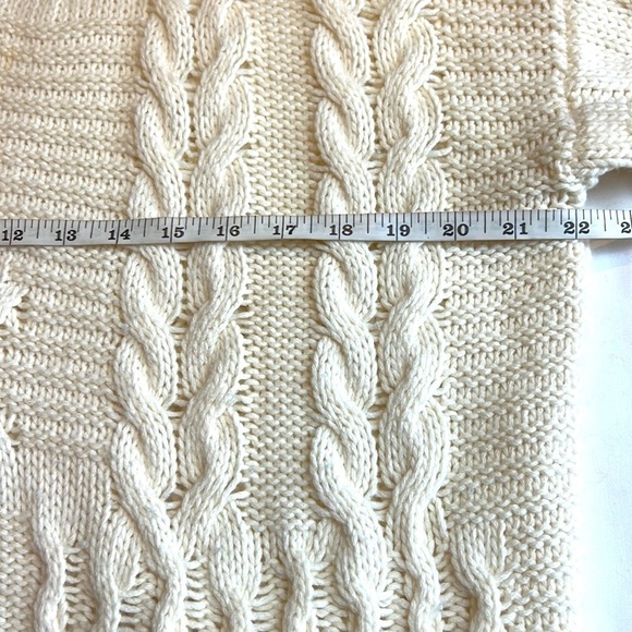 Athleta cableknit 80% wool 20% cashmere Fisherman coastal cardigan, beige SZ M - Picture 7 of 8